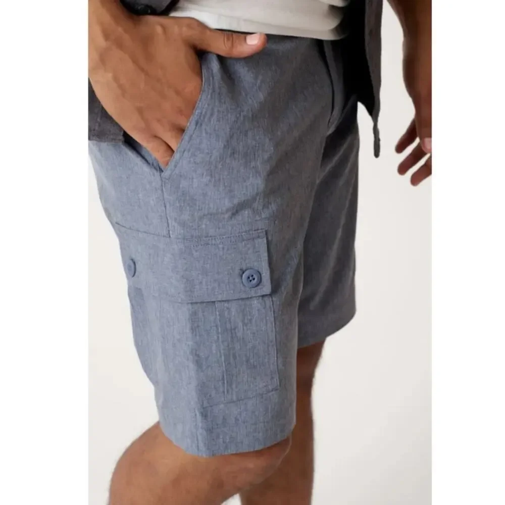 NWT Wearfirst Mens Cationic Cargo Shorts Navy Heather Size 30‎